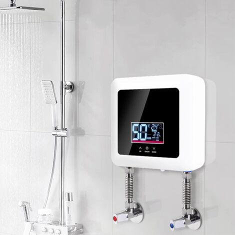 7500W Chauffe-Eau Instantané Sans Réservoir Douche Électrique Mini, 230V Chauffe-Eau Instantané Douche Jardin, Mini Chauffe-Eau Instantané Sans Réservoir pour Salle De Bains Cuisine, Panneau LED
