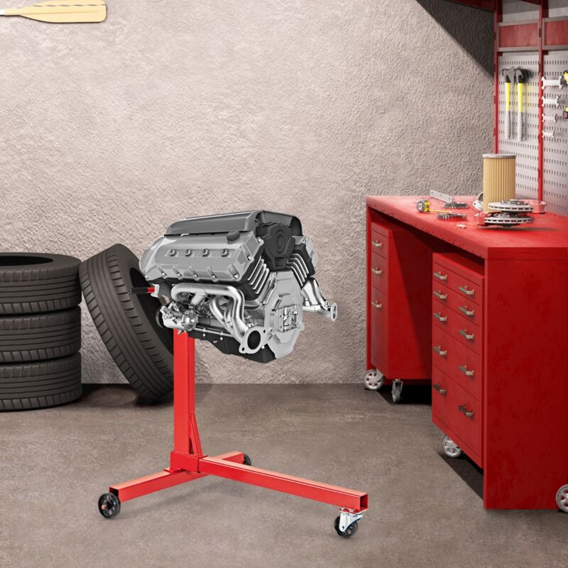 Maisonchic - 750LBS Support de Moteur avec Tête Rotative 360° et 4 Bras Réglables Support de Levage de Moteur avec Roulettes Poignée Antidérapante