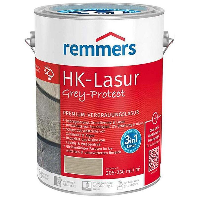 HK Lasur Grey-Protect Silbergrau 5,0 ltr. - size please select - color Silbergrau - Silbergrau - Remmers
