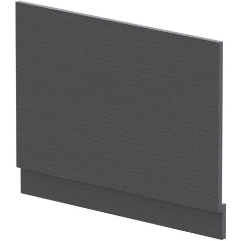 750mm Edge/Power Straight End Bath Panel & Plinth - Textured Woodgrain Graphite Grey