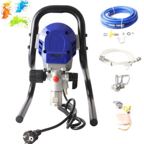 750W Pulvérisateur de Peinture sans air manomètre - Débit Max : 1,2 L/Min - Pression : 250 Bars - Convient aux peintures et lasures - Inclus : Tuyau de 10 m- Buse de pulvérisation  - DIY dans Le