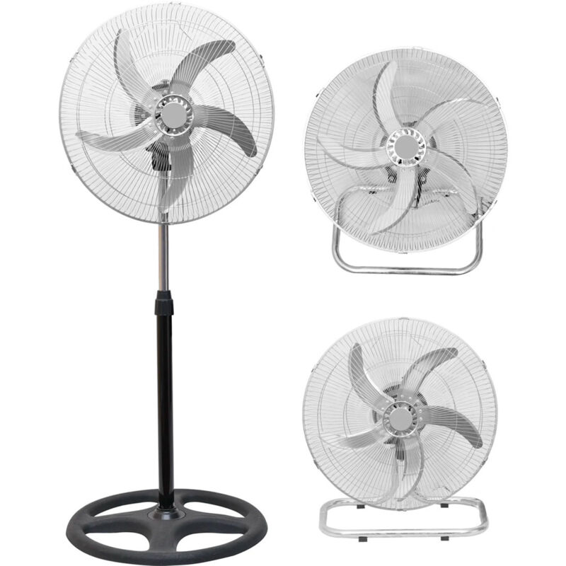 Ventilateur 3 en 1 sur Pied Table et Mural 50W avec 5 Pales en Métal Oscillantes