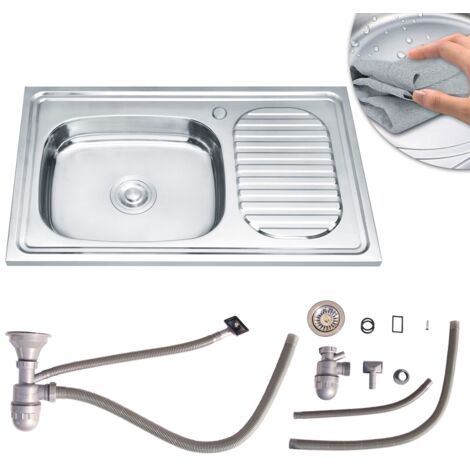 75cm unité évier de cuisine en acier inoxydable avec évier gauche étagère évier en acier inoxydable