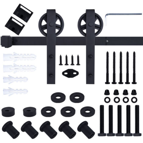 7.5FT/230CM Systeme Porte Coulissante,Quincailleri Kit de Rail pour Porte Coulissante, Ensemble Industriel pour Porte Coulissante Interieur
