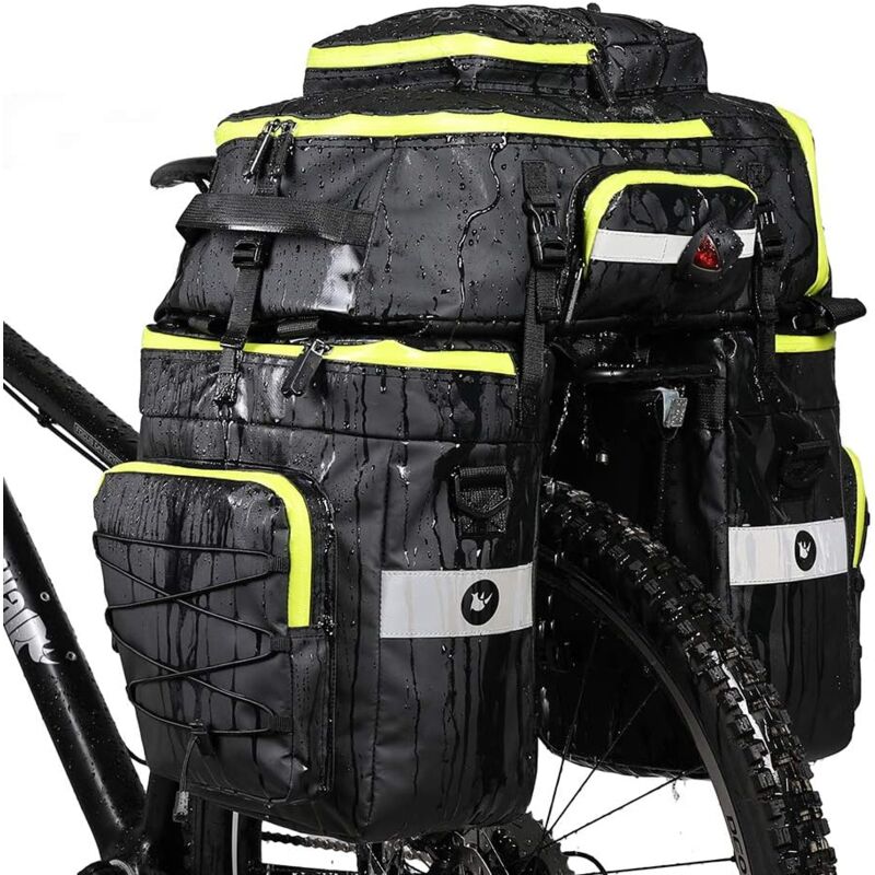 75L Sacoche Vélo Porte-Bagage Arrière, Sac de Cadre Velo 3 en 1, Sacoche de Siège Arrière de vélo avec Couverture Imperméable, étanche Cycle Pannier