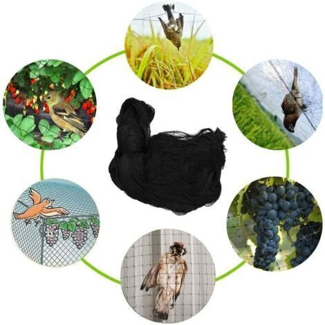 7.5m X 15m Filet Anti Oiseaux Noir, Filet Oiseaux Robuste, Filet Voliere Poulailler, Filet de Protection pour Oiseaux, Filet de Protection Les Potager et Fruits
