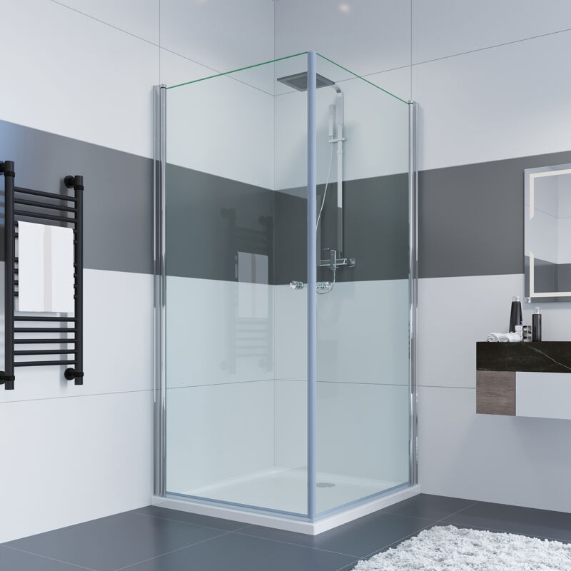 Impts - Cabine de douche entrée d'angle porte de douche double cloison de douche paroi de douche hauteur de douche, sans receveur de douche