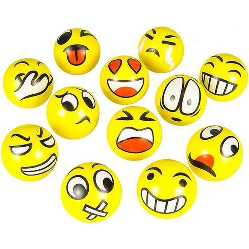 Ilovemilan - 7,6 cm Party Pack Emoji Balles anti-stress anti-stress Party Favors, Toy Balls, Party Toys (lot de 12)