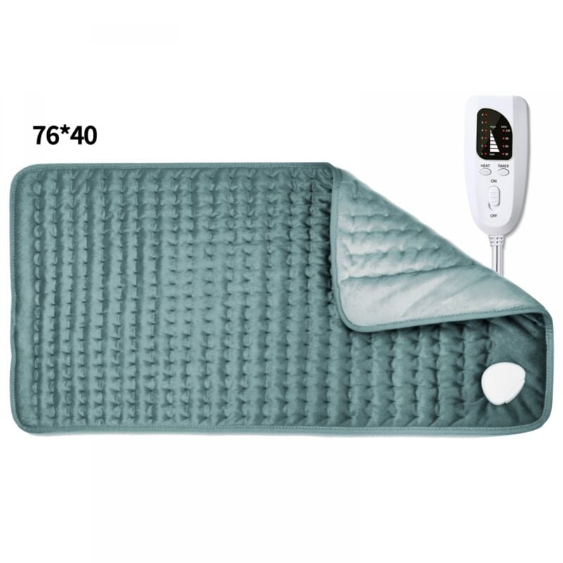76 x 40 cm,Coussin Chauffant, Couverture Chauffante Humide et Sec pour Dos, Cou, Épaules, Abdomen avec Contrôleur, Flanelle Douce Gris Foncé