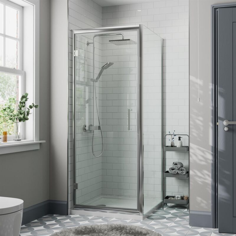 760 x 760mm Framed Hinged Shower Enclosure Door Side Panel Walk-In 8mm Glass