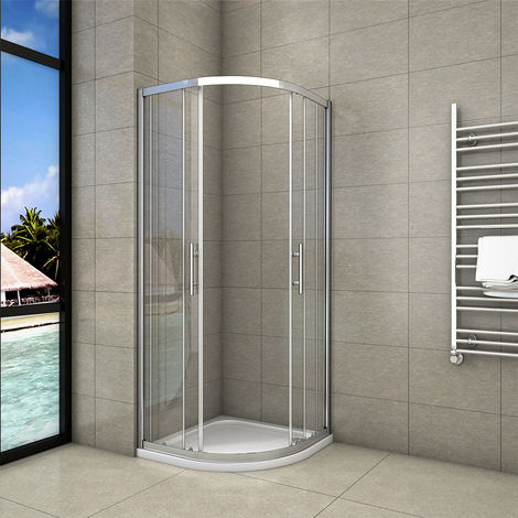 main image of "Quadrant Shower Enclosure and Tray Walk In Corner Cubicle Glass Screen Door 1900"