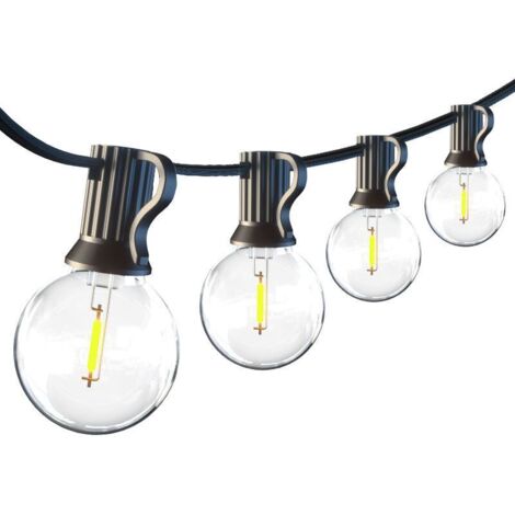 7,62 m de guirlandes lumineuses à LED d'extérieur, guirlandes lumineuses d'extérieur, ampoules LED 2700 K pour cour, jardin, fête.