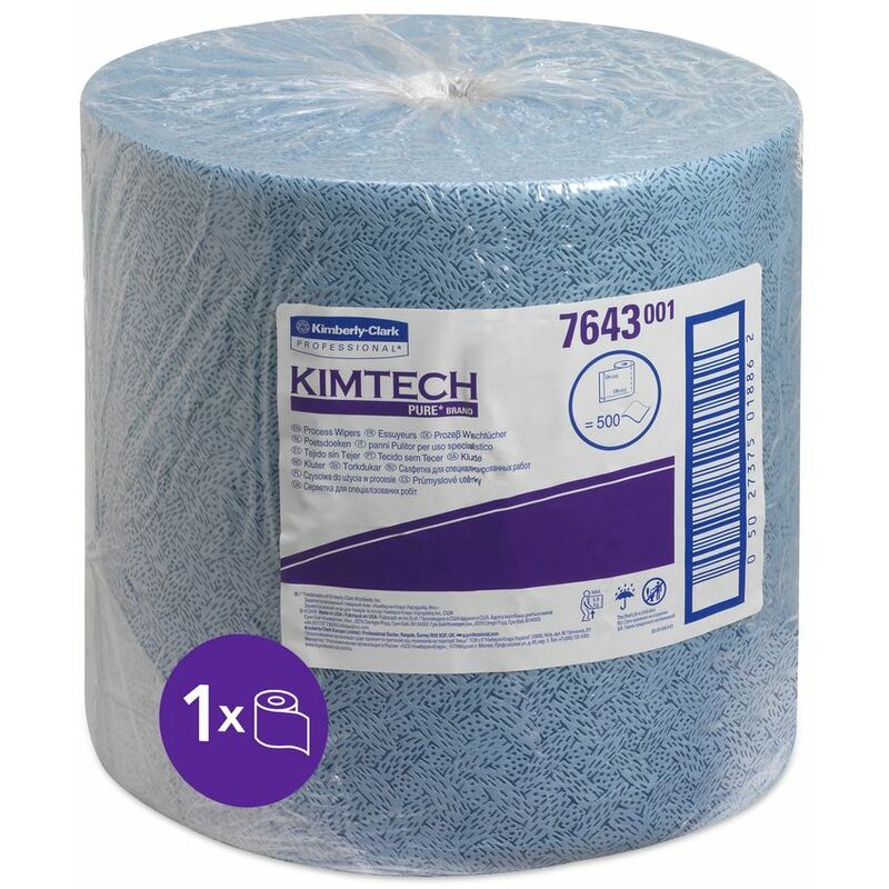Process Wipers 7643 -1 roll x 500 cloths, blue - Blue - Kimtech