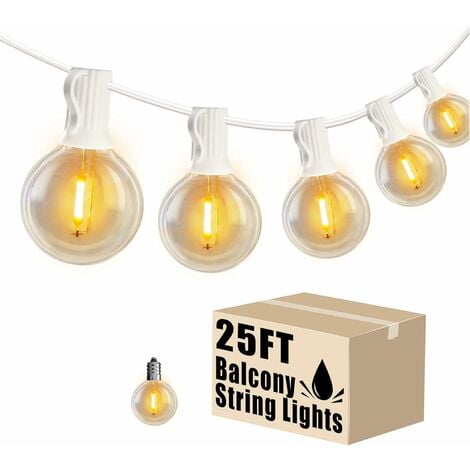 String Lights, String Lights Connectable to 25 G40 Bulbs 7.62M Waterproof  String of Lights Outdoor