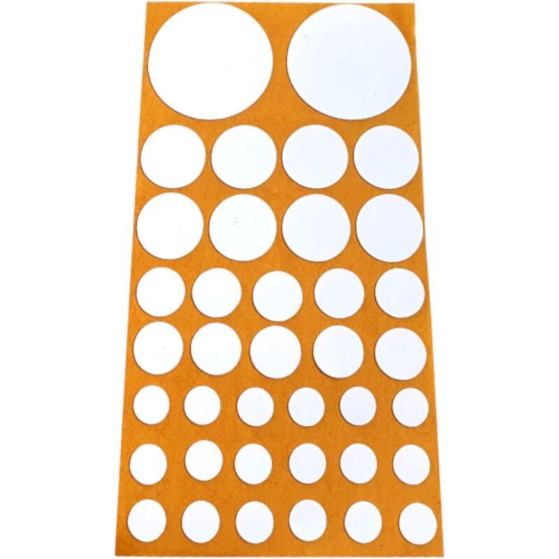 76x Cache vis adhésif autocollant diamètre 10mm 14mm 20mm 40mm protection bouchon trou obturateur meuble table chaise maison, Blanc