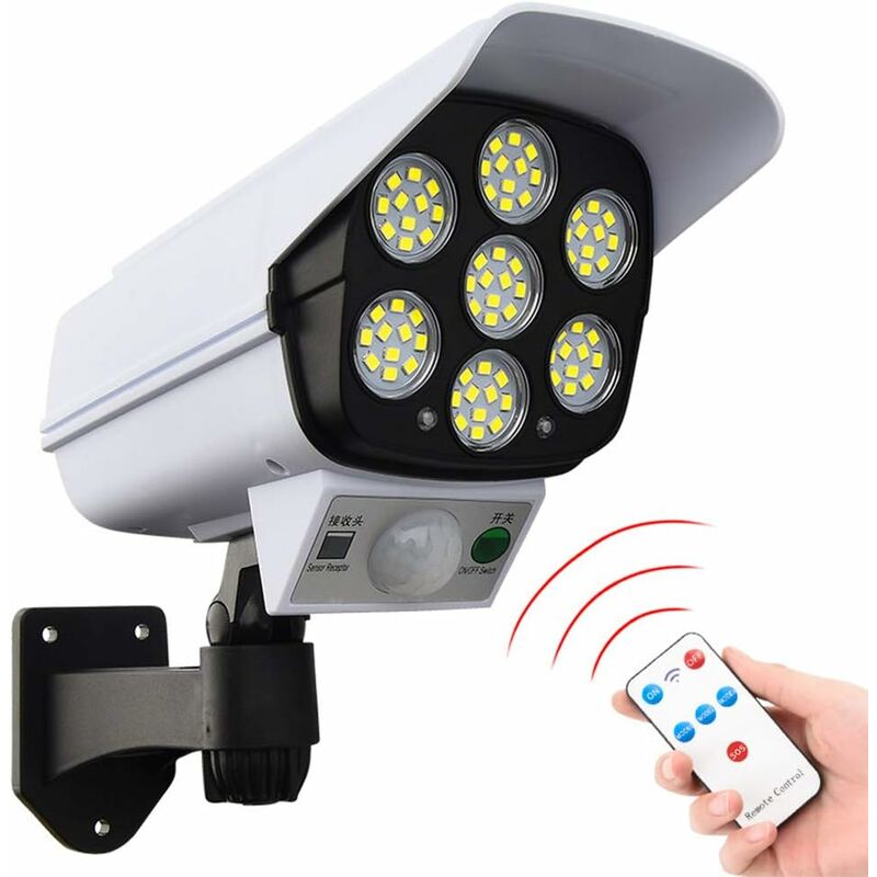 

77 Luz solar LED para vigilancia exterior Simulación de luz de seguridad con sensor de movimiento Luz solar de pared Cámaras de vigilancia falsas