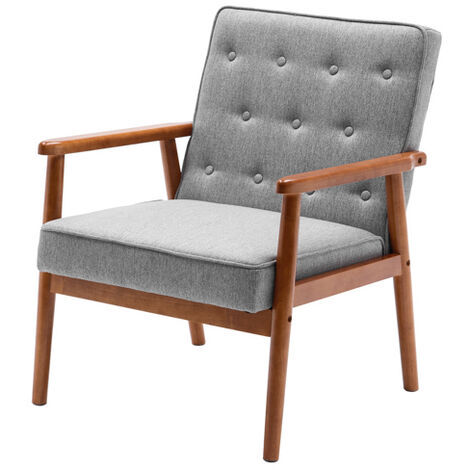 77×69.5×86cm Siège unique A dossier point de traction accoudoir en bois massif tissu Style rétro chaise de loisirs d'intérieur Multicolore