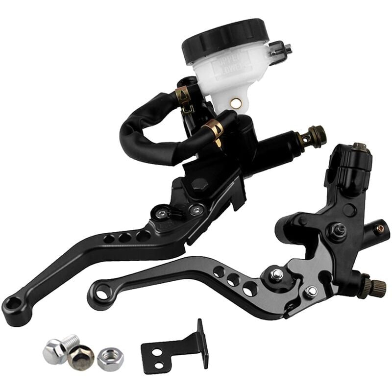 7/8 'Leviers D'Embrayage De Frein De Moto Ensemble De Reservoir De Maitre-Cylindre Universel Reglable, Noir