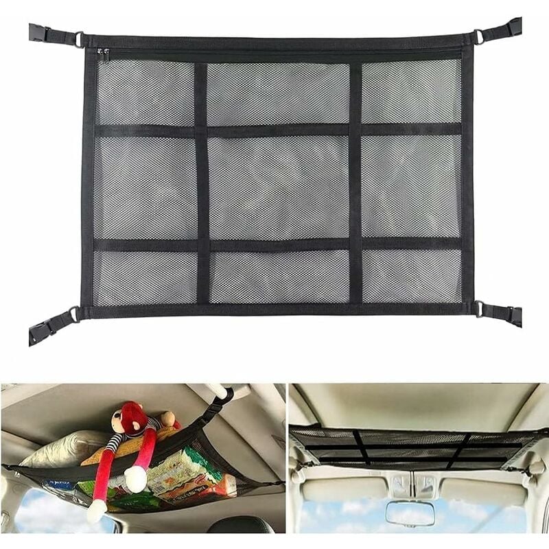 Linghhang - 78 x 53 cm,Filet de rangement pour plafond de voiture, boucle en d réglable, organiseur de rangement pour toit de voiture, camion, suv,