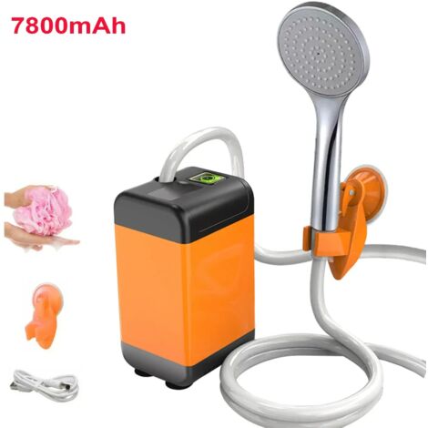 (7800 mAh Type 2) Pompe de douche de camping extérieure avec affichage numérique intelligent, pommeau de douche électrique portable pour abreuver les animaux domestiques