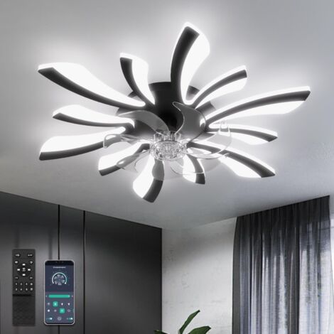 78cm Ventilateur de Plafond avec Lumière et Télécommande Grand Luminaire Ventilateur Plafond Dimmable 6 Vitesses