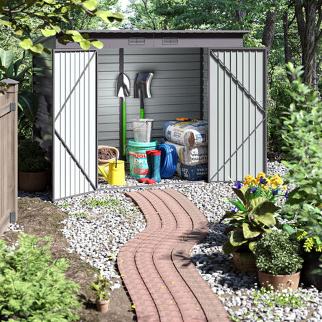 7.8FT Outdoor Galvanized Steel Storage Shed with Dual Doors