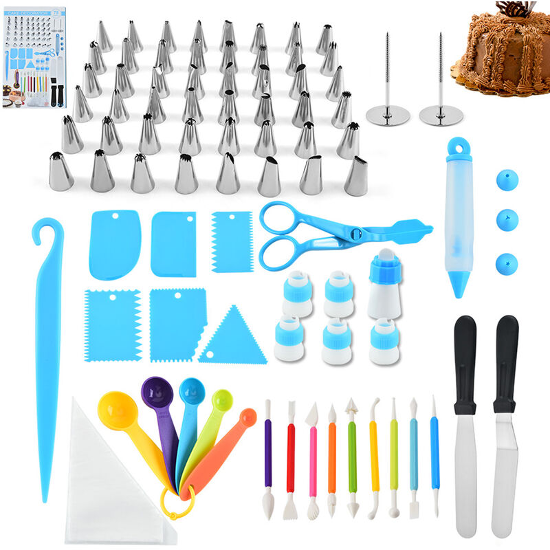 

Happyshopping - 78PCS Kits de decoracion de pasteles con puntas de glaseado Bolsas de pasteleria Unas de flores Acopladores reutilizables Cuchara