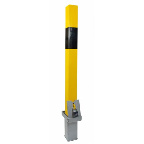 main image of "790R Yellow Steel Lift Out Locking Security Bollard (001-4210 K/D, 001-4200 K/A)"