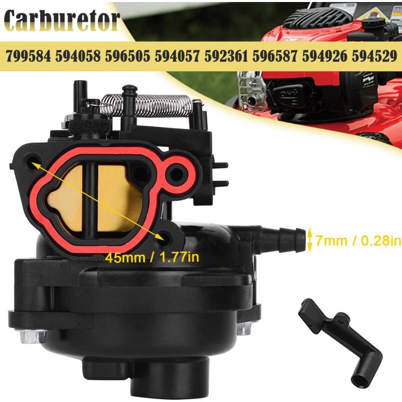 799584 Carburateur pour Briggs & Stratton TB110 TB200 09P702 103M02 550EX 625EX 675EX 725EXI 163cc 140cc moteurs de tondeuse à gazon 594058 596505