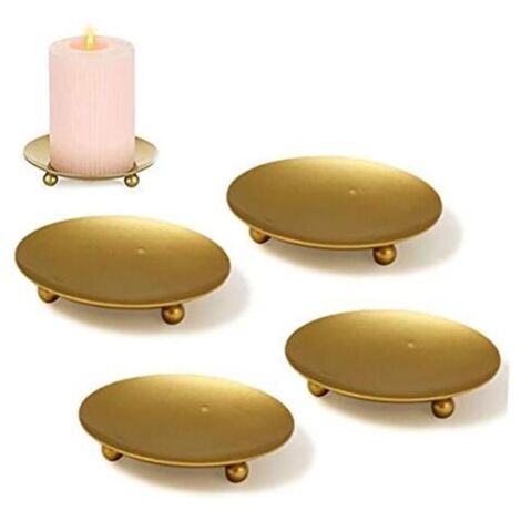 7cm 4 Pcs Chandelier Doré Candle Plate Métal Candélabre Décoratif Support de Bougie Chandelier pour Décoration Mariage Maison Noë