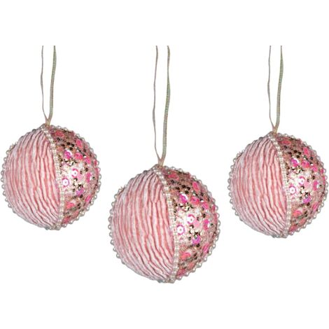 7cm Bauble Baby Pink - 3Pcs Christmas Hanging Decorations
