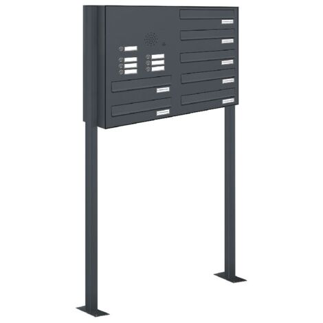 7er Briefkastenanlage Standsystem Durchwurf - Klingel RAL 7016 Anthrazit