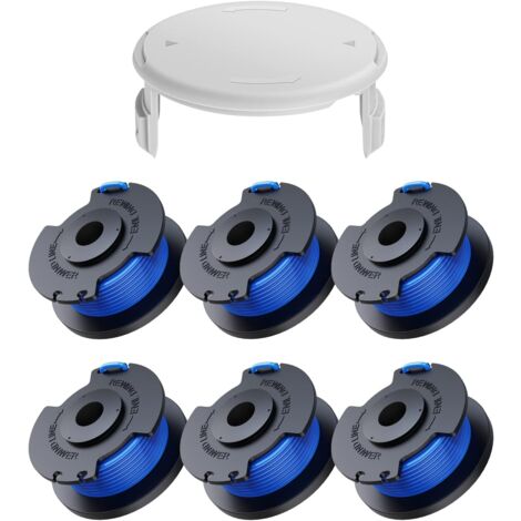 7er-Pack Kantenschneider-Ersatzspulen für Ryobi One + AC14RL3A 18 V 24 V 40 V Kantenschneider, Spulen-Ø 1,6 mm, Länge 20,11 m (6 Spulen Kantenschneiderfaden, 1 Abdeckung)