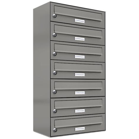 7er Premium Briefkasten Aluminiumgrau RAL Farbe 9007 für Außen Wand Postkasten 1x7