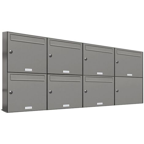 7er Premium Briefkasten Aluminiumgrau RAL Farbe 9007 für Außen Wand Postkasten 4x2