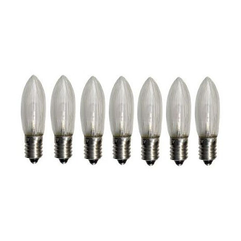 7er-Set LED Leuchtmittel E10, warmweiß, je 5 Lumen, Wechselstrom 10 - 55 Volt