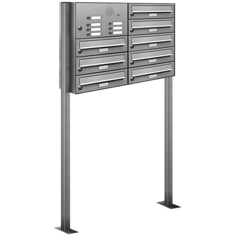 7er V2A Edelstahl Briefkasten Standanlage Freistehend mit Klingel