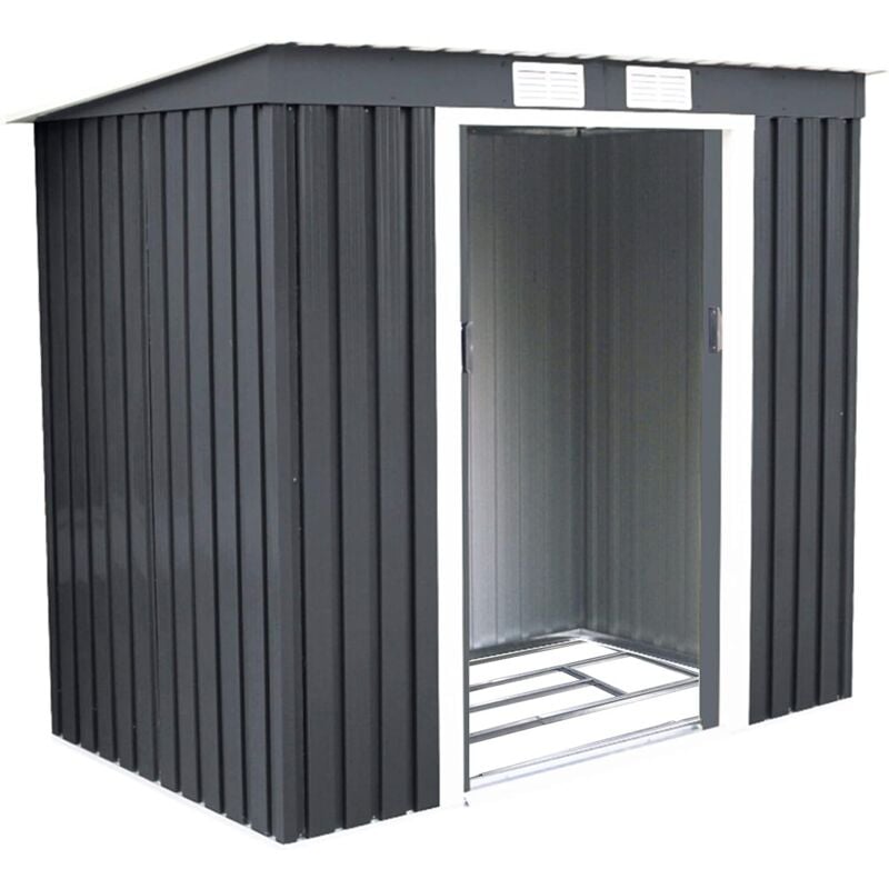 Costway - Abri de Jardin en Métal 2,7㎡ Cabane/Remise de Jardin Stockage Rangement de Vélo Outils 213 x 130 x 173 cm Gris