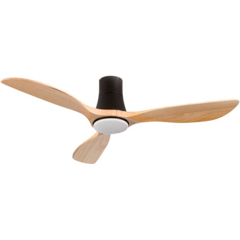 7H DAYRON - Ventilador de Techo con Luz LED Dakota, 6 Velocidades, 56W, Ø144 cm, 3 Aspas Madera, Mando a Distancia y Temporizador, Función Verano/Invierno, Silencioso, Consumo Eficiente, Blanco/Negro