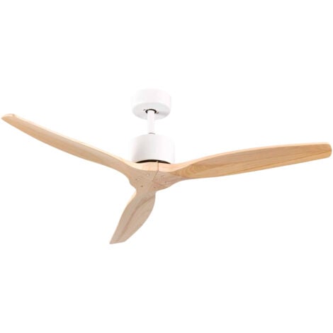 7H DAYRON - Ventilador de Techo Nebraska, 6 Velocidades, 55W, Ø122 cm, 3 Aspas Madera, Mando a Distancia y Temporizador, Función Verano/Invierno, Silencioso, Consumo Eficiente, Blanco/Negro