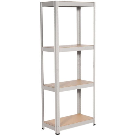 7H SEVEN HOUSE - Estantería Modular Metálica, Acero y MDF Antihumedad, Hogar, Trastero, Cocina, Oficina, Despacho, 4 Baldas Ajustables, Máx. 240Kg, 60x30x148cm (largo x ancho x alto), Color Blanco