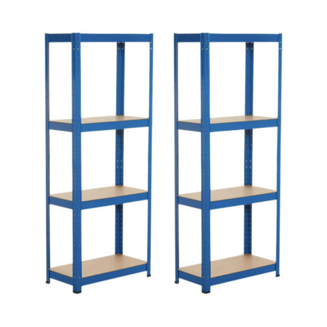 7H SEVEN HOUSE - Estantería Modular Metálica (Pack 2), Acero y MDF Antihumedad, Hogar, Trastero, Cocina, Oficina, 4 Baldas Ajustables, Máx. 240Kg, 60x30x148cm (largo x ancho x alto), Varios Colores