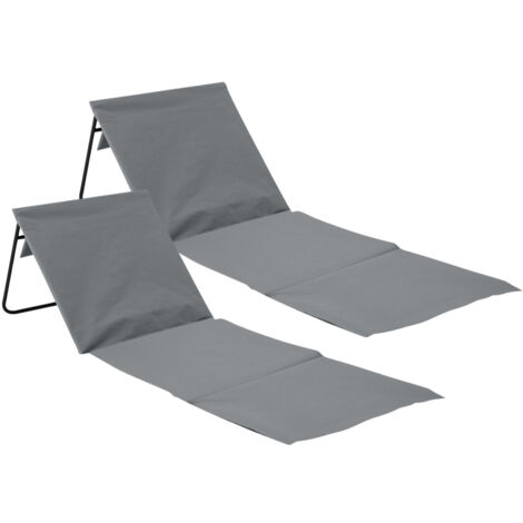 Juego De 2 Tumbonas De Playa Plegables Ajustables - Acero Y Tela Oxford, Altura 3.5-40 Cm, 110 Kg De Capacidad