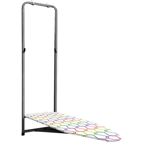 7house - Tabla de Planchar para Colgar en Puerta, Estructura Plástico, Hogar, Funda Acolchada 7mm, Desenfundable y Lavable, Altura Ajustable, Dimensiones 135x39cm (largo x ancho), Color Gris/Blanco - Gris