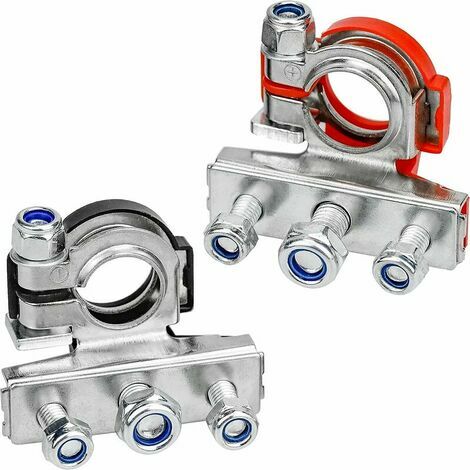 7HS17-Pour un foret de 2 cosses de batterie connecteur, batterie loisir posse négatif 6V 12V connecteur négatif pour caravane camion voiture - noir et rouge