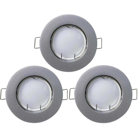 7hSevenOn - Downlight Led Empotrable Redondo GU10 7W Ø7cm (Pack 3), 525lm, Ángulo Apertura 120º, Temperatura Color 4000K (Blanco Neutro), 75 lm/W, Orientación Fija, IP20, 15.000H Vida Útil, Gris