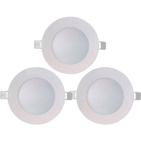 7hSevenOn - Downlight Led Ultraslim Empotrable Redondo 8W Ø12cm (Pack 3), Interior, 600 lúmenes, Ángulo 120º, Temperatura Color 4000K (Blanco Neutro), Orientación Fija, 25.000H Vida Útil, Blanco