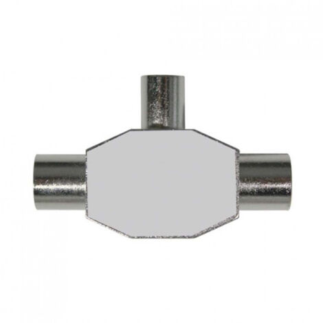 7hSevenOn Elec - Conector Inductivo para TV 1 Macho/2 Hembras, Plástico PC, Forma T, 3 Entradas Coaxiales, Protección IP20, Aislamiento Eléctrico Clase I, Fácil Acoplamiento, Color Gris