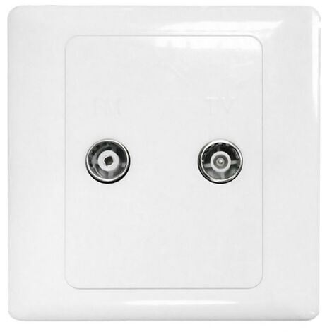 7hSevenOn Elec - Enchufe Empotrable con Toma Doble TV y Radio, Plástico PC, Toma Macho TV, Toma Hembra Radio IEC 169-2, Protección IP20, Aislamiento Eléctrico I, Instalación Pared, Color Blanco