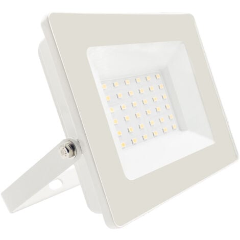 7hSevenOn - Foco led Exterior Ultraslim Orientable 30W, Aluminio, Difusor Cristal Transparente, Jardín, Exterior, 4000K, 2400lm, Ángulo Apertura 120º, 30.000H Vida Útil, Protección IP65, Color Blanco